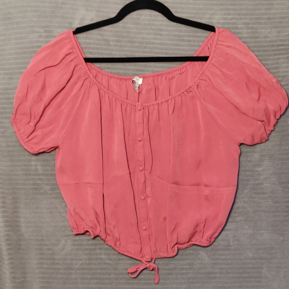 Joie Off Shoulder Pink Silk Top